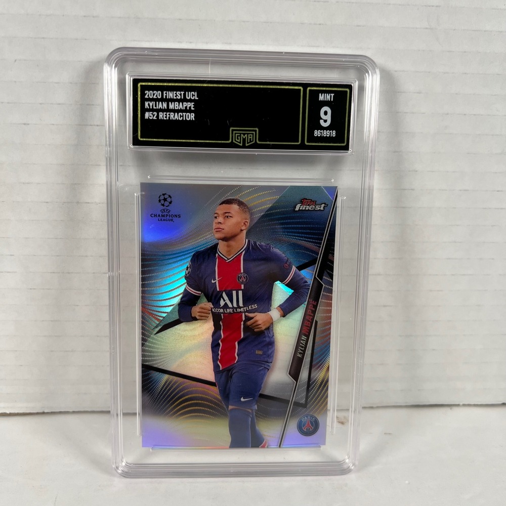 2020 Topps Finest Kylian Mbappe #52 Refractor GMA 9 Mint PSG Soccer Card